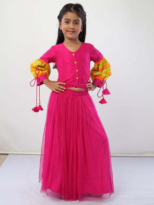girls pink solid skirt top set - 18445823 - Very Small Image - 1