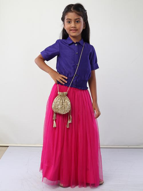 girls purple solid skirt top set - 18445824 - Very Small Image - 1