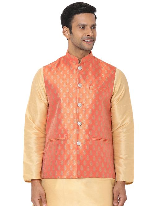 coral self-designed nehru jacket - 18446459 - Very Small Image - 1