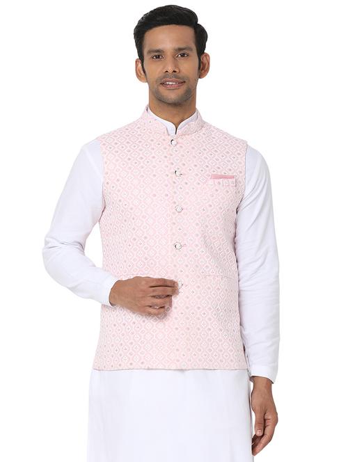 pink self-designed nehru jacket - 18446503 - Very Small Image - 1