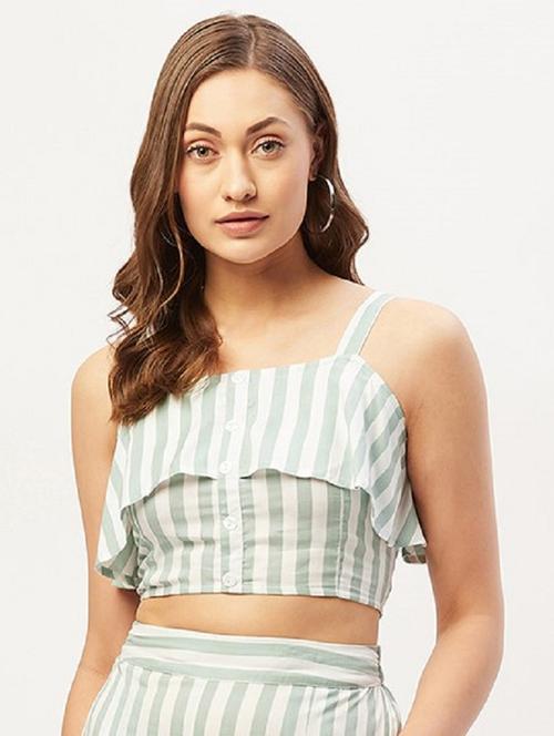 shoulder strap striped crop top  - 18446877 - Very Small Image - 1