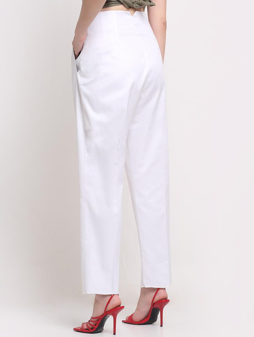 women solid pleated cigarette pants - 18447040 - Zoom Image - 2