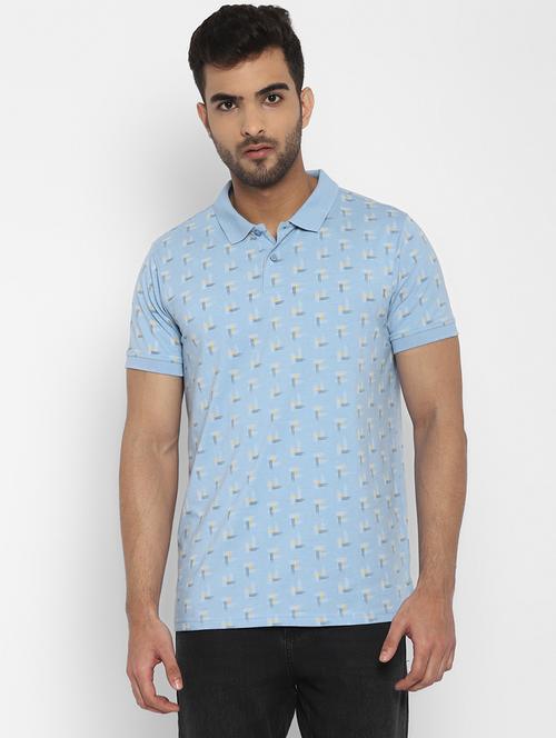 light blue printed polo t-shirt  - 18447248 - Very Small Image - 1