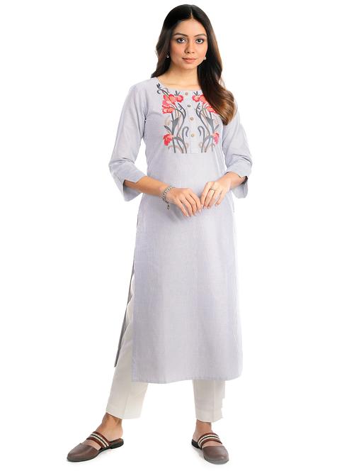 women's straight kurta - 18447412 - Very Small Image - 1