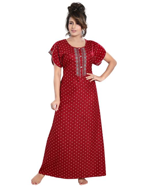 round neck printed nighty  - 18447733 - Very Small Image - 1
