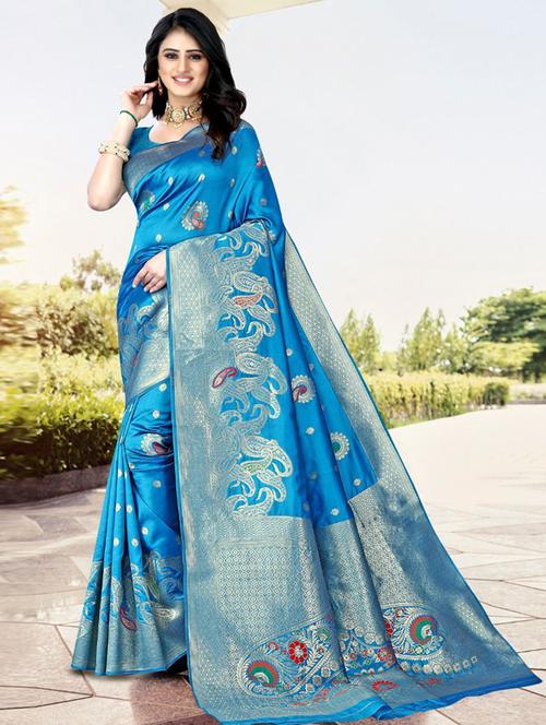 jacquard work banarasi saree with blouse - 18447882 - Very Small Image - 1