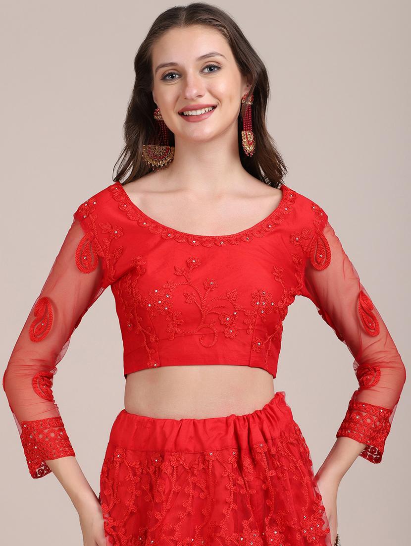 tonal embroidered semi -stitched lehenga choli with dupatta - 18447935 - Zoom Image - 3
