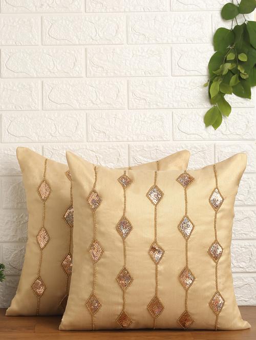 Alina Decor Set Of 2 Embllished Cushion Covers 16 X 16 Inch - 18448177 - Very Small Image - 1