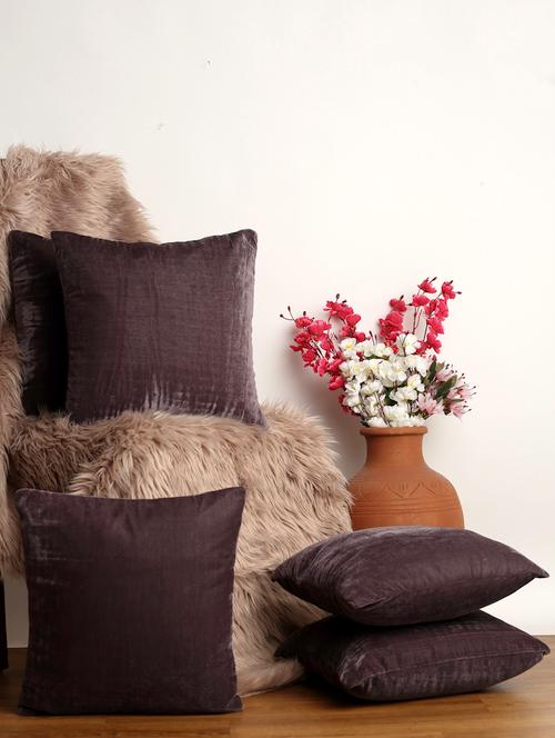 alina decor set of 5 velvet cushion covers 16 x 16 inch - 18448245 - Very Small Image - 1