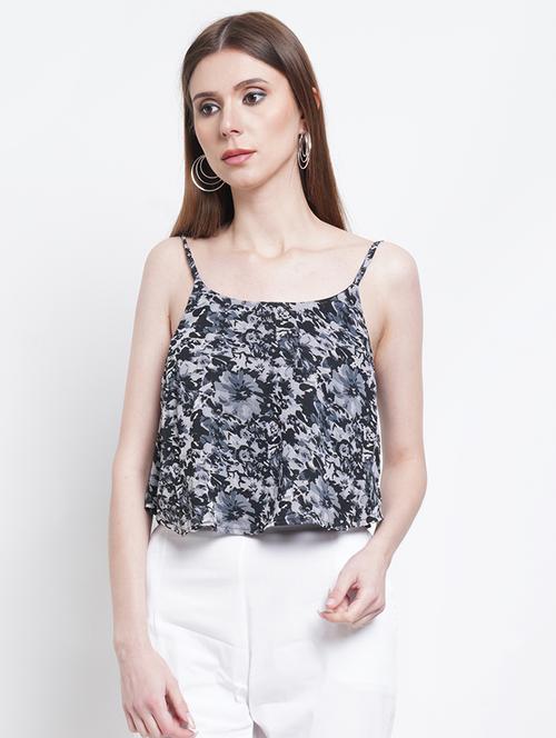 women's crop round neck top - 18448964 - Very Small Image - 1