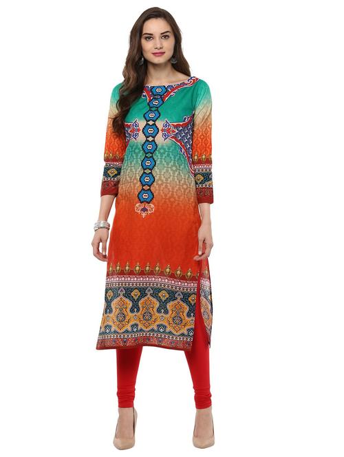 digital print straight kurta - 18449089 - Very Small Image - 1