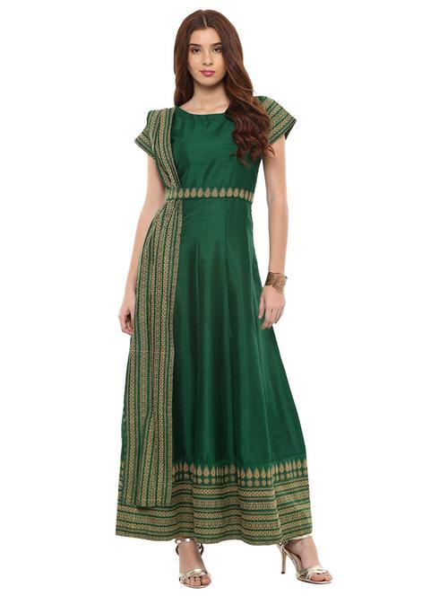 printed layered ethnic dress - 18449201 - Very Small Image - 1