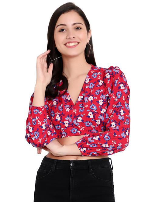 women's crop v neck top - 18449824 - Very Small Image - 1