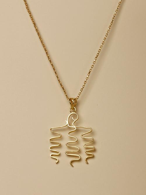 gold plated statement wavy necklace - 18449913 - Very Small Image - 1