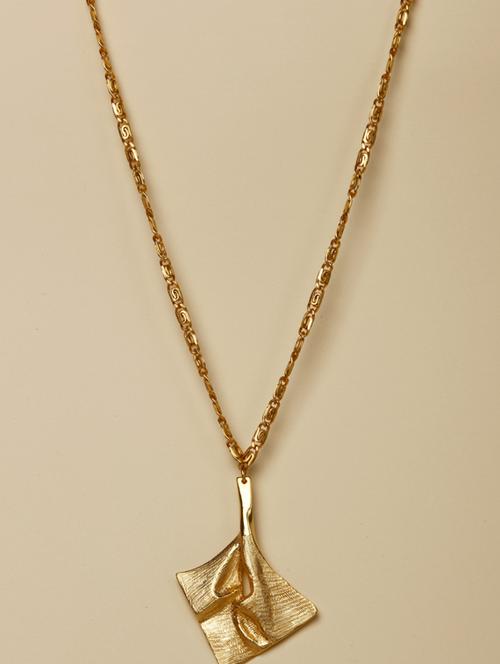 gold plated boho leaf necklace - 18449915 - Very Small Image - 1