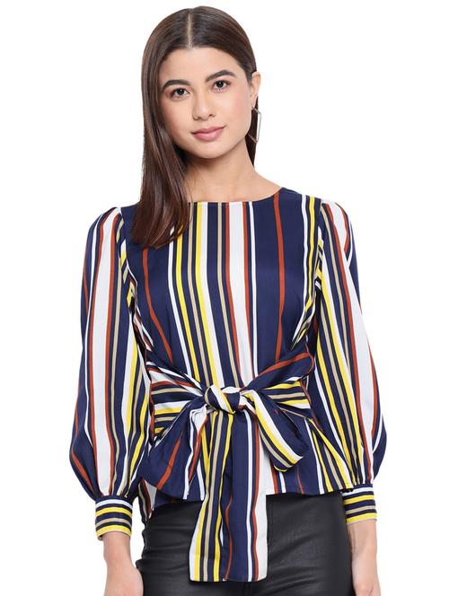 tie front striped regular top  - 18450159 - Very Small Image - 1