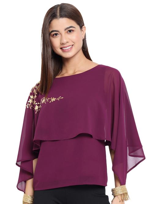 women's layered round neck top - 18450179 - Very Small Image - 1