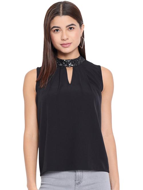 women's straight key hole neck top - 18450185 - Very Small Image - 1