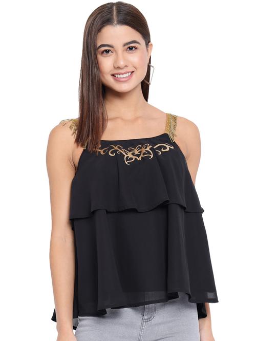 women's layered shoulder strap top - 18450201 - Very Small Image - 1