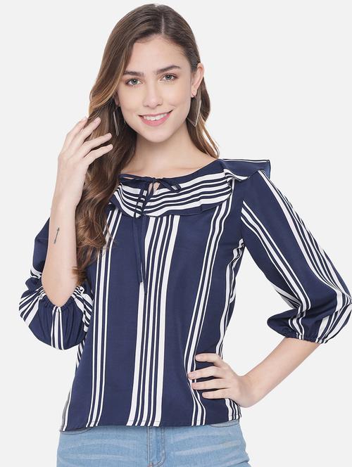 tie up neck striped top  - 18450241 - Very Small Image - 1