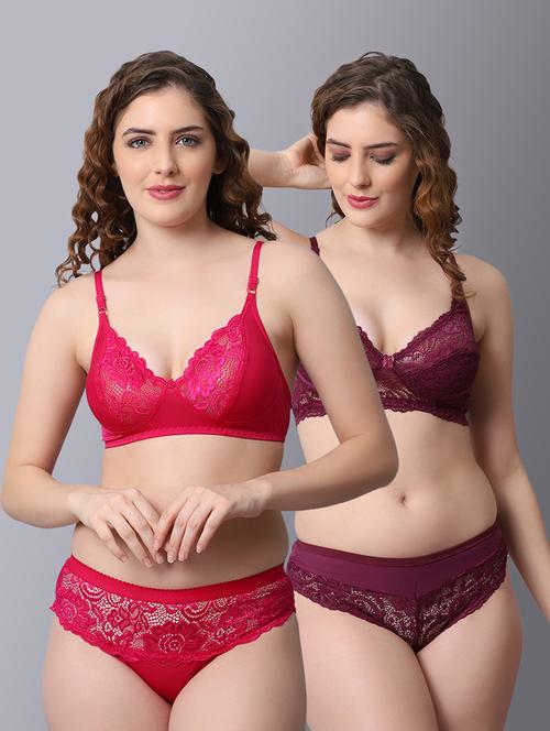 pack of 2 laced bra and panty set - 18450366 - Very Small Image - 1