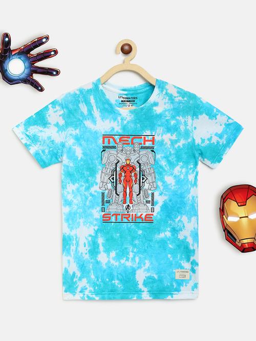 boys turquoise iron man printed t-shirt  - 18451056 - Very Small Image - 1