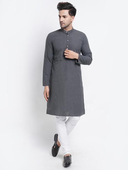 grey solid medium kurta - 18451512 - Very Small Image - 1