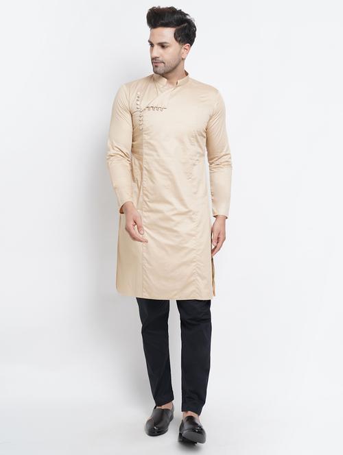beige solid medium kurta - 18451520 - Very Small Image - 1