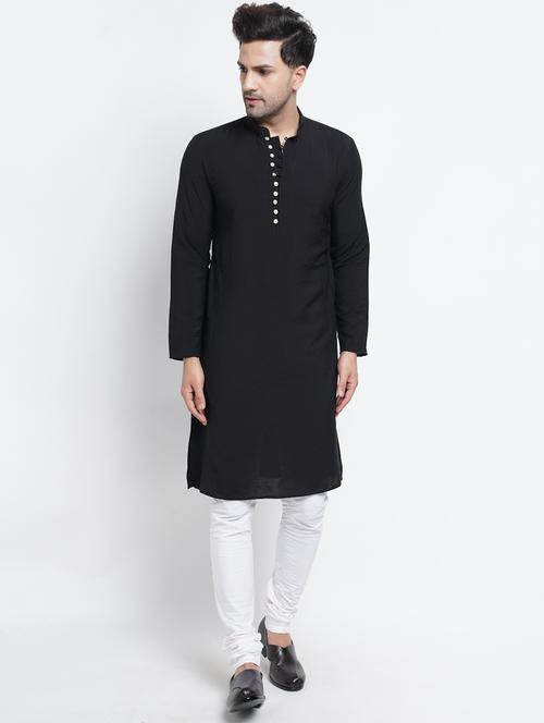 black solid medium kurta - 18451523 - Very Small Image - 1