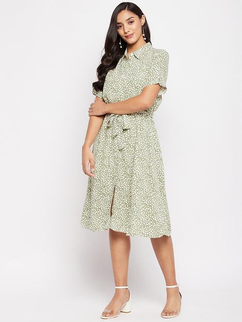 tie front floral printed  a-line dress - 18452444 - Very Small Image - 1