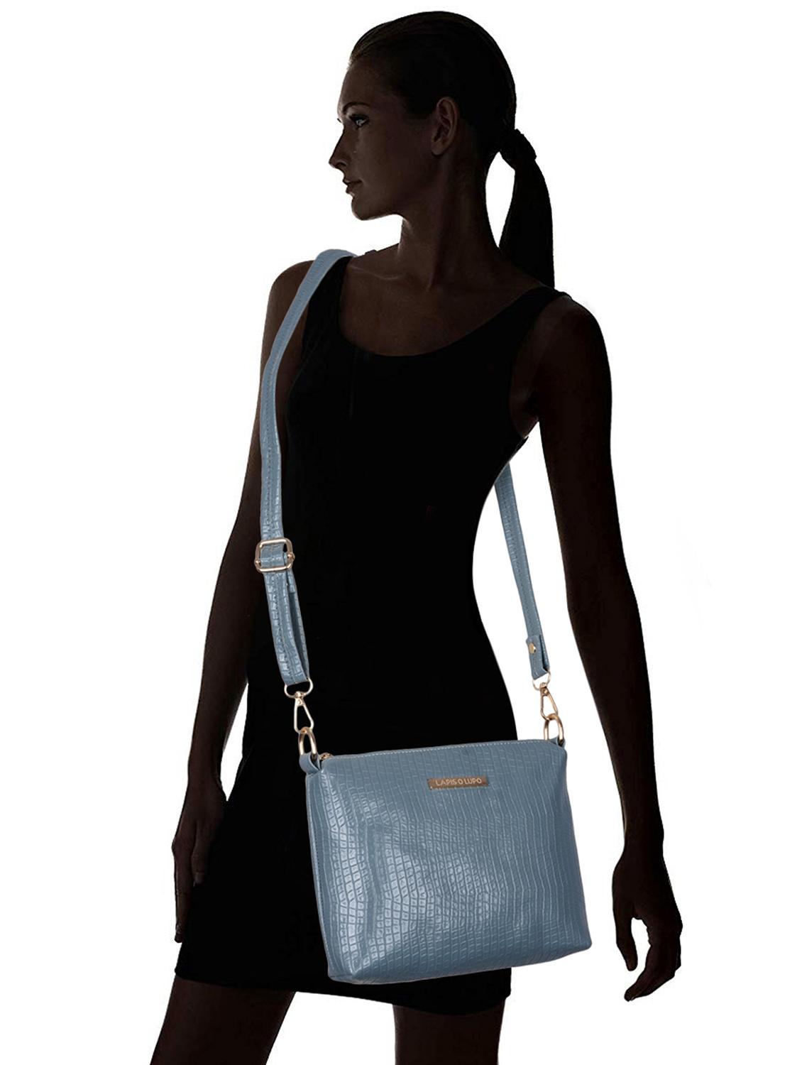 purist blue textured regular sling bag - 18452672 - Standard Image - 5