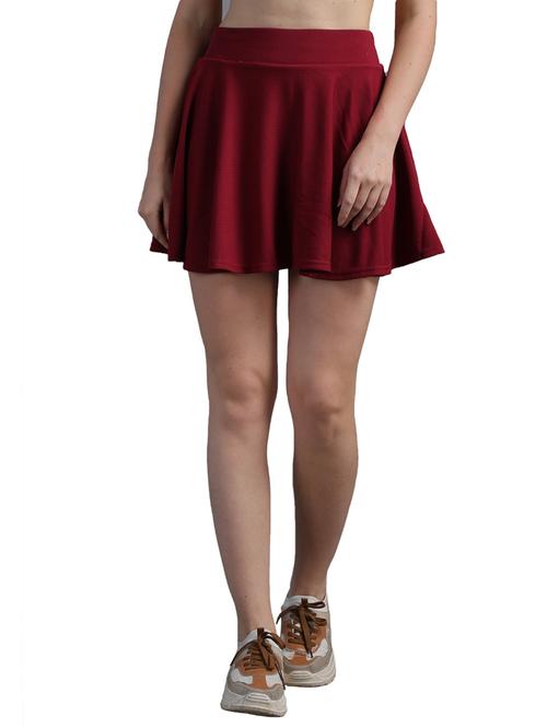maroon solid skater skirt - 18453517 - Very Small Image - 1
