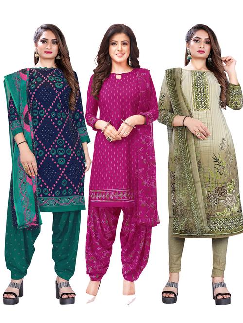 set of 3 unstitched suit set combos - 18454270 - Very Small Image - 1