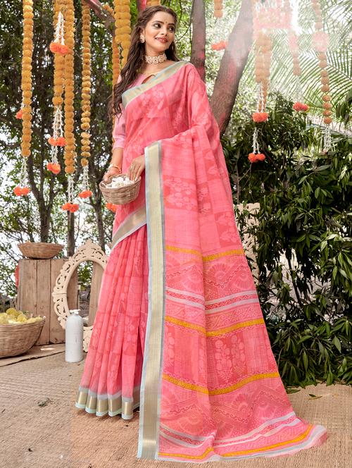 contrast bordered self design woven saree - 18454761 - Very Small Image - 1