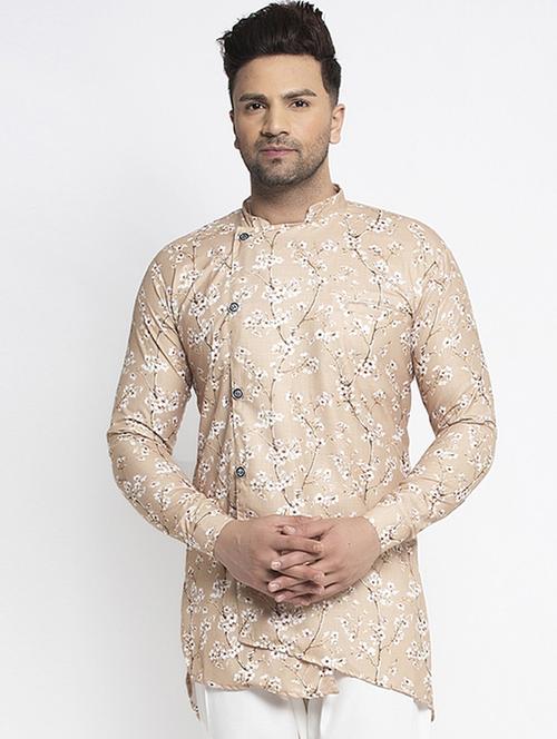 beige printed short kurta - 18455065 - Very Small Image - 1