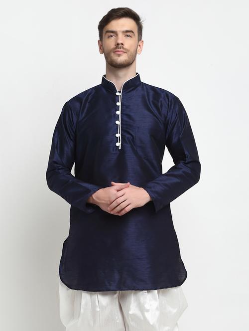 navy blue solid short kurta - 18455152 - Very Small Image - 1