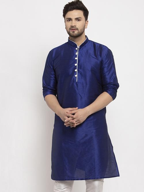 navy-blue solid long kurta - 18455186 - Very Small Image - 1