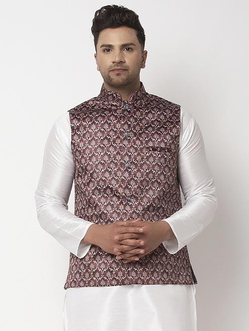 red printed nehru jacket - 18455485 - Very Small Image - 1