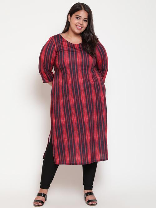 striped straight plus size kurta - 18457230 - Very Small Image - 1