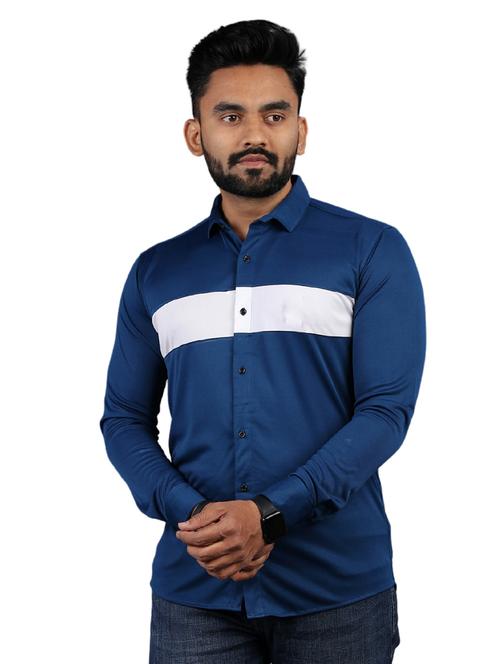 blue cut and sew casual shirt - 18457357 - Very Small Image - 1