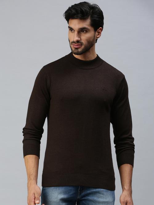 coffee brown solid pullover - 18457443 - Very Small Image - 1