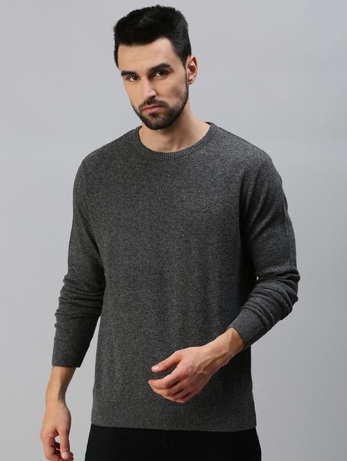 charcoal-grey solid pullover - 18457481 - Very Small Image - 1