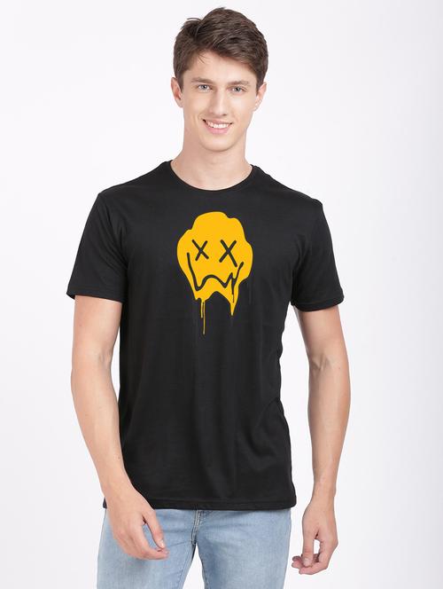 black chest printed casual t-shirt  - 18458045 - Very Small Image - 1