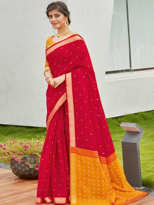 women's self design red colored saree - 18458191 - Very Small Image - 1