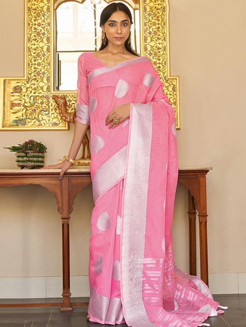 women's self design rosewater colored saree - 18458214 - Very Small Image - 1