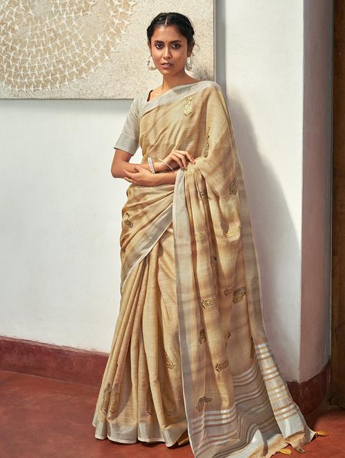 zari work woven saree with blouse - 18458238 - Very Small Image - 1