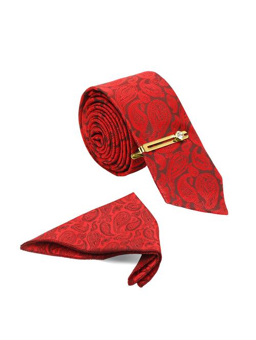 floral red self design tie  - 18458773 - Very Small Image - 1