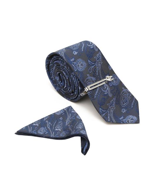 blue self design tie  - 18458776 - Very Small Image - 1