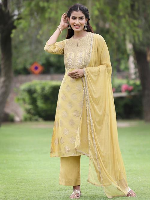 printed kurta palazzo set with dupatta - 18458869 - Very Small Image - 1