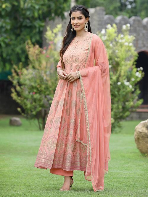 foil printed kurta palazzo set with dupatta - 18458870 - Very Small Image - 1